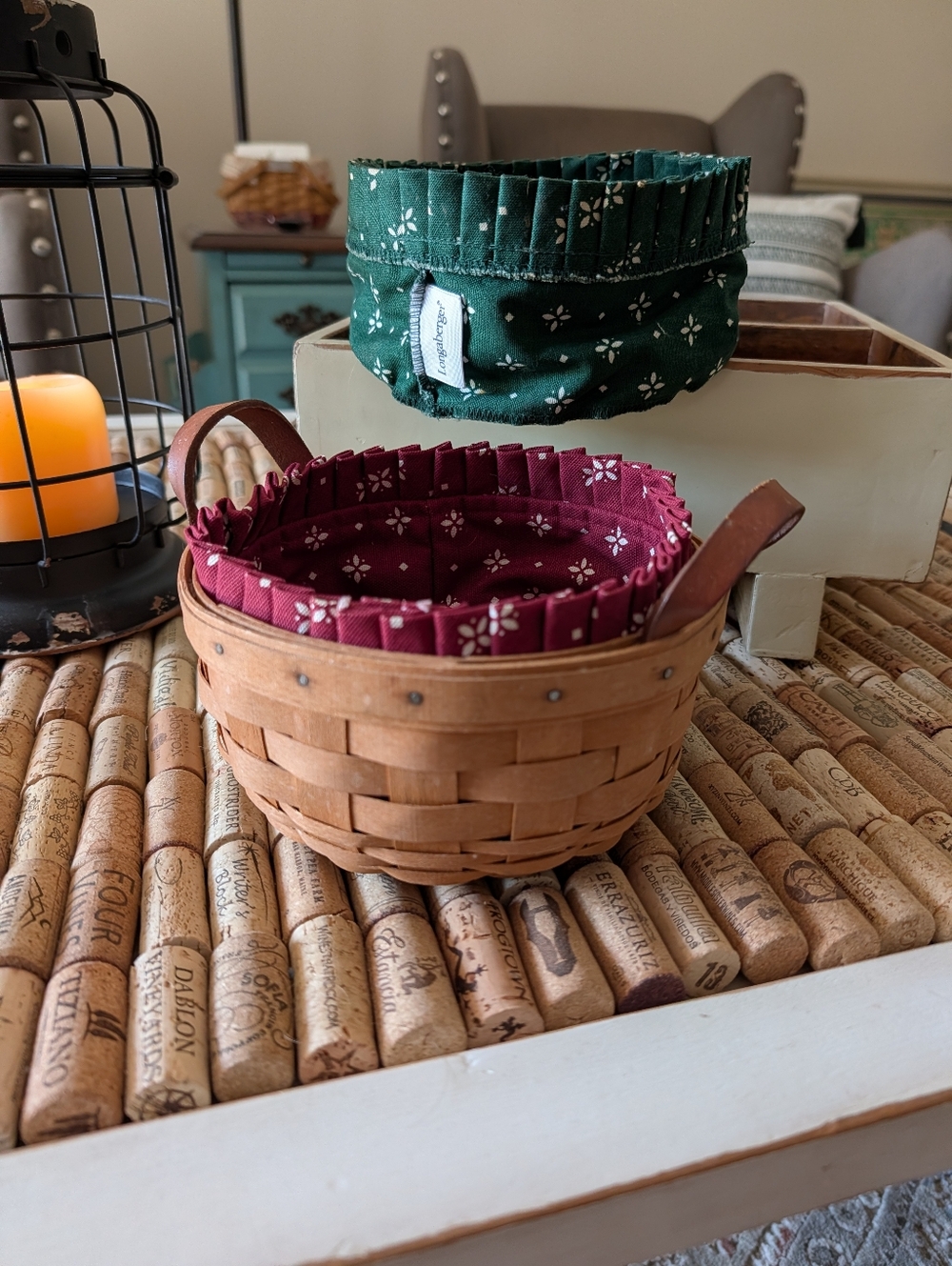 Longaberger 1995 Button Basket With 2 Fabric Liners
